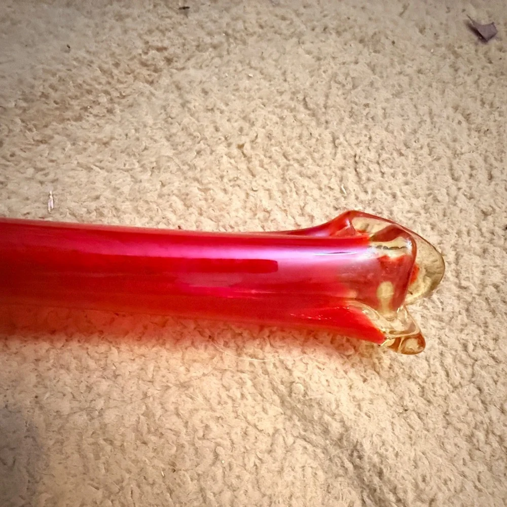 Vintage Pedestal Vase Amberina Art Glass Mod/Retro Collectible Tall - Picture 4 of 7